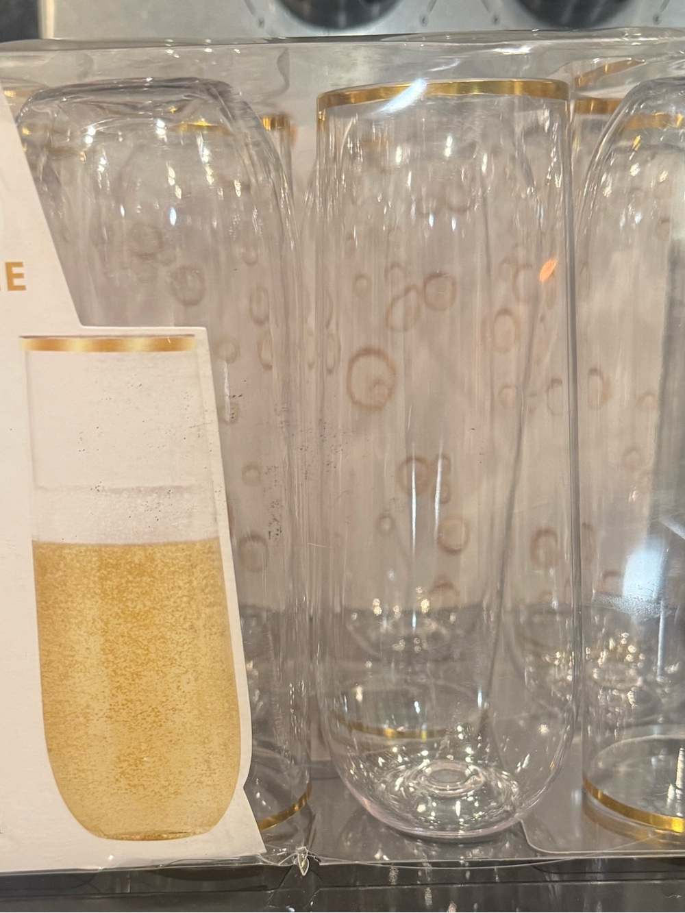 Gold Rim Clear Champagne Flutes - Set of 4
